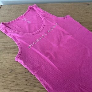 Michael Kors Hot Pink Ribbed Tank with Logo Rhinestones
